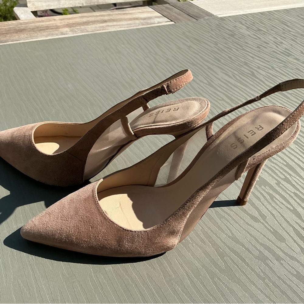 Reiss Pink Suede Slingback Heels
